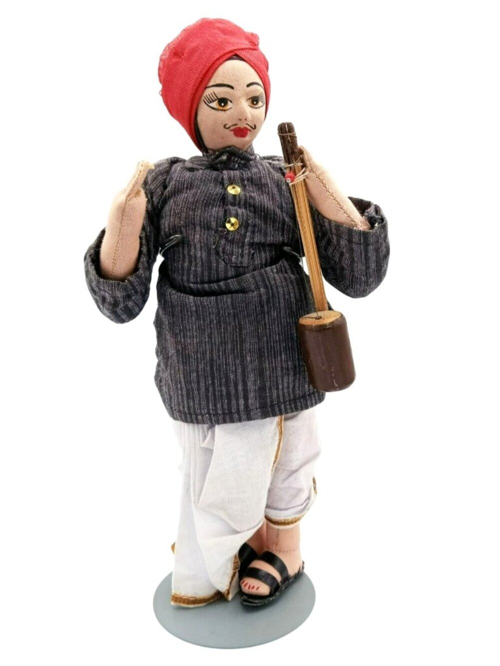 Vintage Christa Seva Mandir India Doll Maharashtrian Tuntuna Musician 9.5" Older